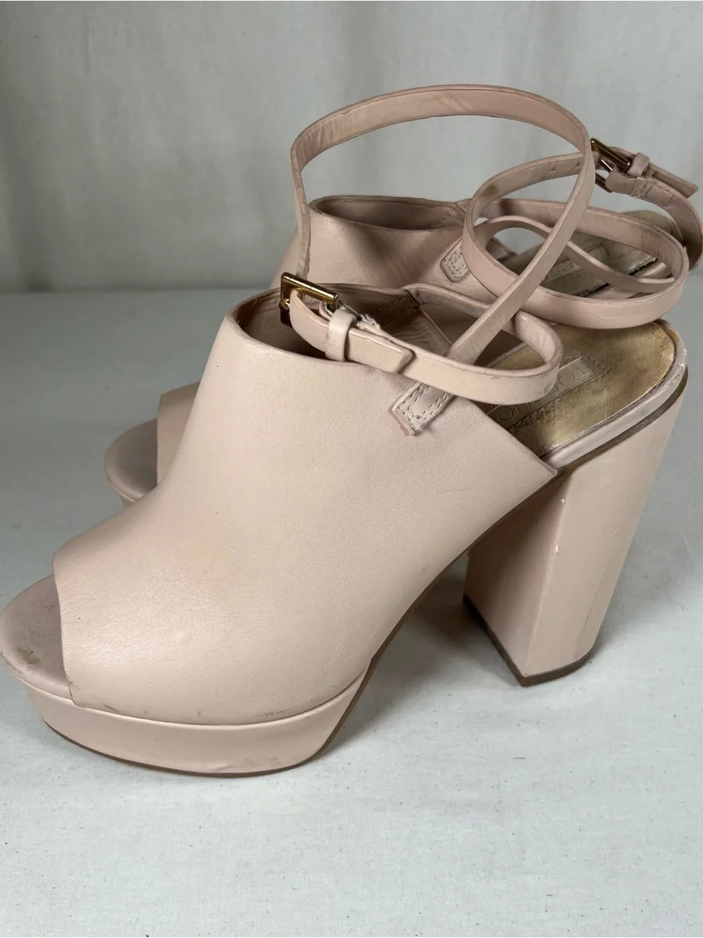 Topshop Blush Peep-Toe Ankle Strap Platform Heels